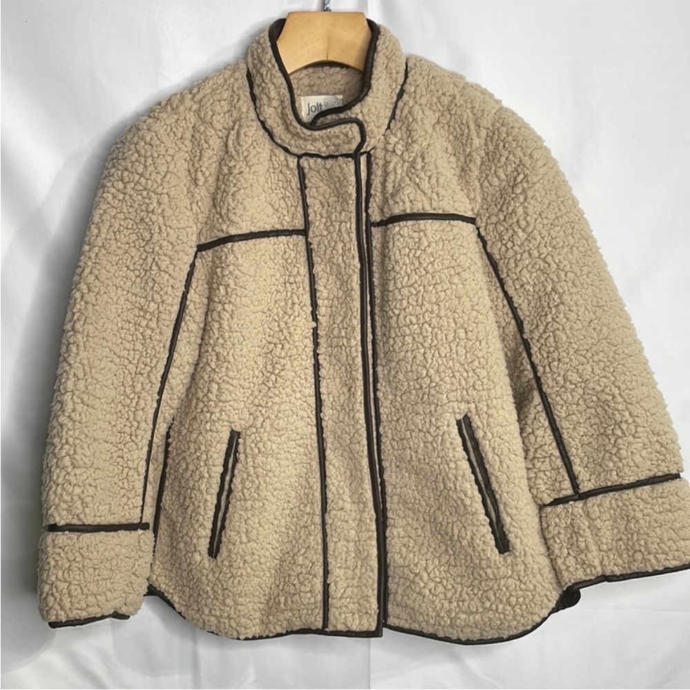Sherpa and Faux leather trim jacket